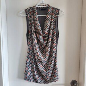 WE Sleeveless Cowl Neck Top with Bird Print (L)